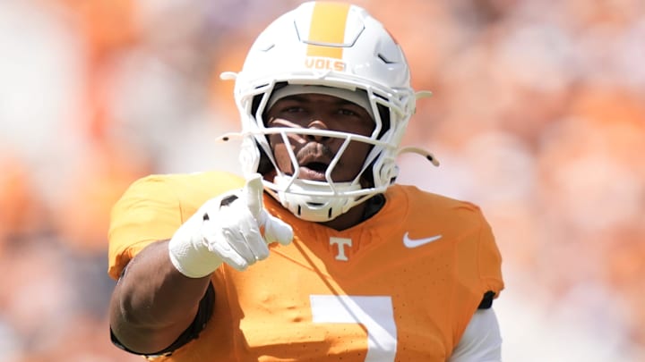 Tennessee linebacker Arion Carter (7) during a college football game between Tennessee and UAB at Neyland Stadium in Knoxville, Tenn., on Sept. 20, 2025. Tennessee linebacker Arion Carter (7) during a college football game between Tennessee and UAB at Neyland Stadium in Knoxville, Tenn., on Sept. 20, 2025.