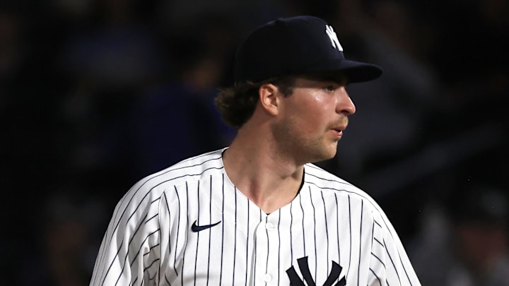 Mar 6, 2026; Tampa, Florida, USA;  New York Yankees starting pitcher Cam Schlittler (31) during the first inning against the Tampa Bay Rays at George M. Steinbrenner Field. Mandatory Credit: Kim Klement Neitzel-Imagn Images