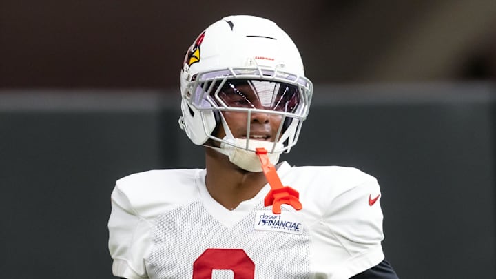 Jul 29, 2025; Glendale, AZ, USA; Arizona Cardinals cornerback Will Johnson (0) during training camp at State Farm Stadium. Mandatory Credit: Mark J. Rebilas-Imagn Images