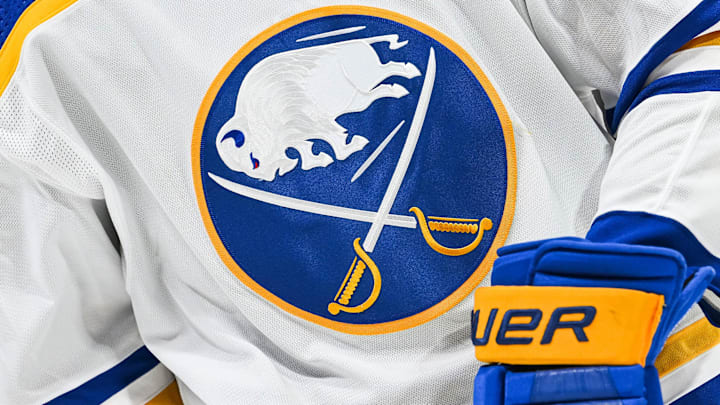 Buffalo Sabres team logo on an NHL jersey Buffalo Sabres team logo on an NHL jersey