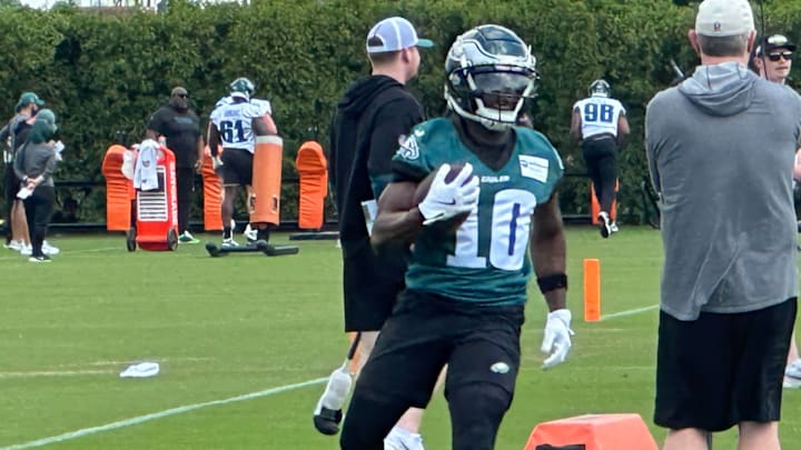 Eagles tryout WR Ife Adeyi of Sam Houston at rookie camp of May 2, 2025.