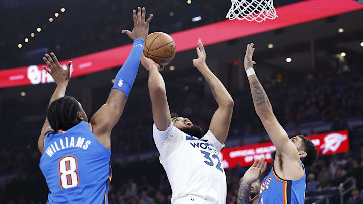 Dec 26, 2023; Oklahoma City, Oklahoma, USA; Minnesota Timberwolves center Karl-Anthony Towns (32)