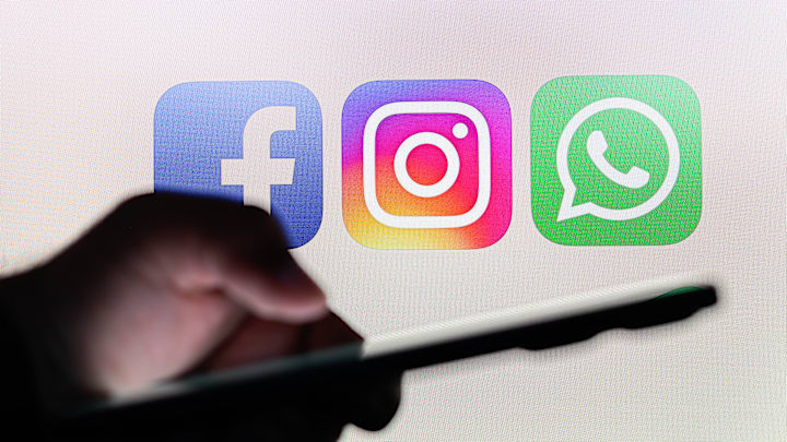 In this photo illustration, the Facebook, Instagram and...