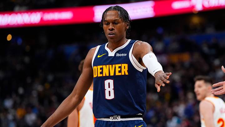Jan 9, 2026; Denver, Colorado, USA; Denver Nuggets guard Peyton Watson (8) reacts during a timeout in the first quarter against the Atlanta Hawks at Ball Arena. Mandatory Credit: Ron Chenoy-Imagn Images Jan 9, 2026; Denver, Colorado, USA; Denver Nuggets guard Peyton Watson (8) reacts during a timeout in the first quarter against the Atlanta Hawks at Ball Arena. Mandatory Credit: Ron Chenoy-Imagn Images
