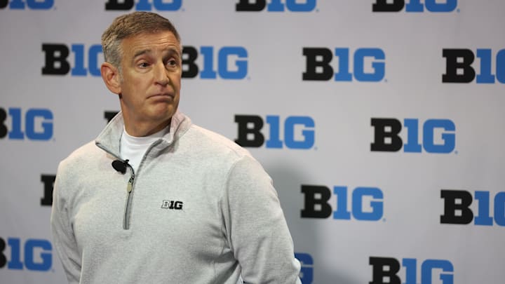 Oct 9, 2025; Rosemont, IL, USA; Big Ten Commissioner Tony Petitti speaks during Big Ten Men’s Basketball Media Days at the Donald E. Stephens Convention Center. Mandatory Credit: Talia Sprague-Imagn Images