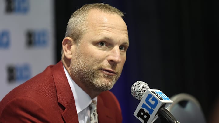 Indiana coach Darian DeVries speaks Oct. 9, 2025, during Big Ten Men’s Basketball Media Days at the Donald E. Stephens Convention Center.