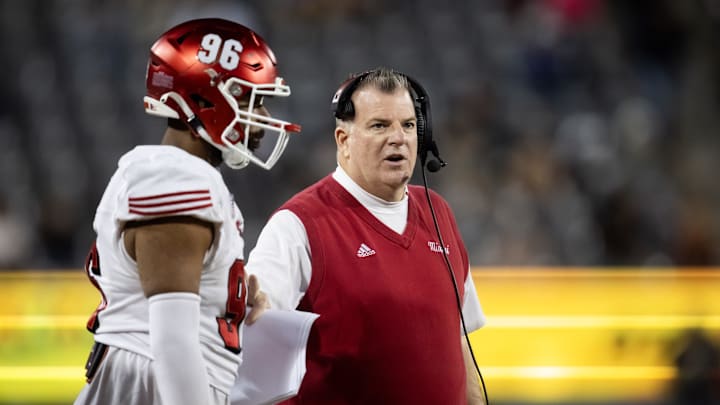 Dec 28, 2024; Tucson, AZ, USA; Miami (OH) RedHawks head coach Chuck Martin against the Colorado State Rams during the Snoop Dogg Arizona Bowl at Arizona Stadium. Mandatory Credit: Mark J. Rebilas-Imagn Images