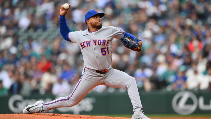 Jun 3, 2026; Seattle, Washington, USA; New York Mets starting pitcher Freddy Peralta (51) pitches to the Seattle Mariners during the first inning at T-Mobile Park. Mandatory Credit: Steven Bisig-Imagn Images Jun 3, 2026; Seattle, Washington, USA; New York Mets starting pitcher Freddy Peralta (51) pitches to the Seattle Mariners during the first inning at T-Mobile Park. Mandatory Credit: Steven Bisig-Imagn Images