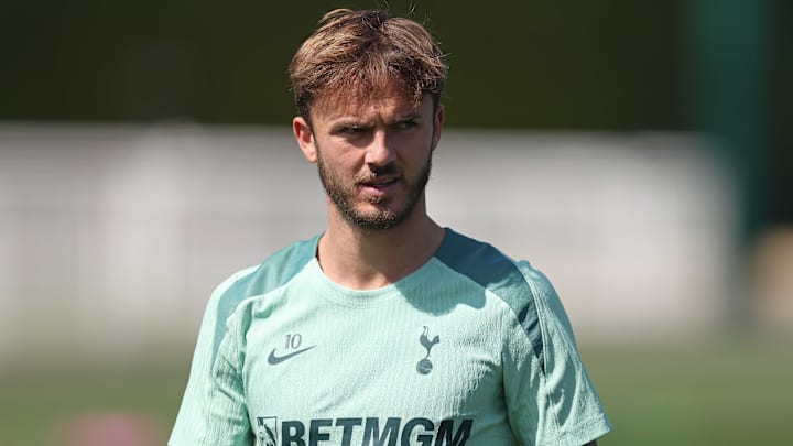 James Maddison at Tottenham's training session ahead of Europa League clash