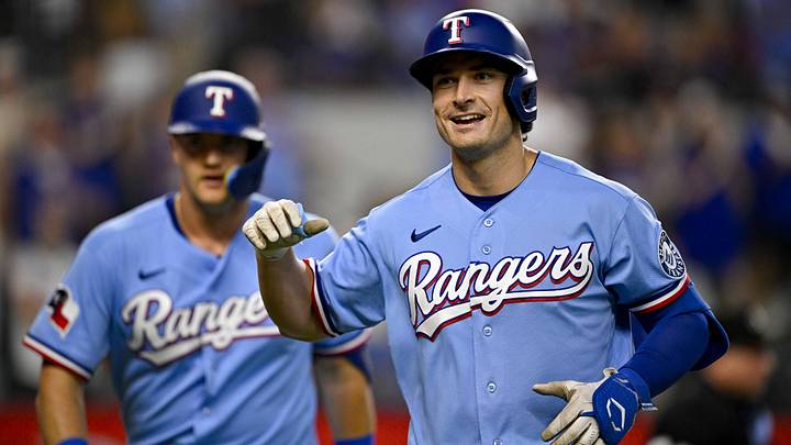 Texas Rangers second baseman Justin Foscue.