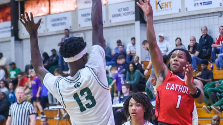 Jaiden Mitchell (right) and the Catholic New Iberia Panthers are trying to make their second state tournament appearance in the past three years.