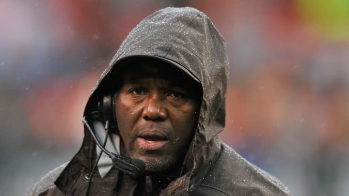 Cleveland Browns offensive line coach George Warhop