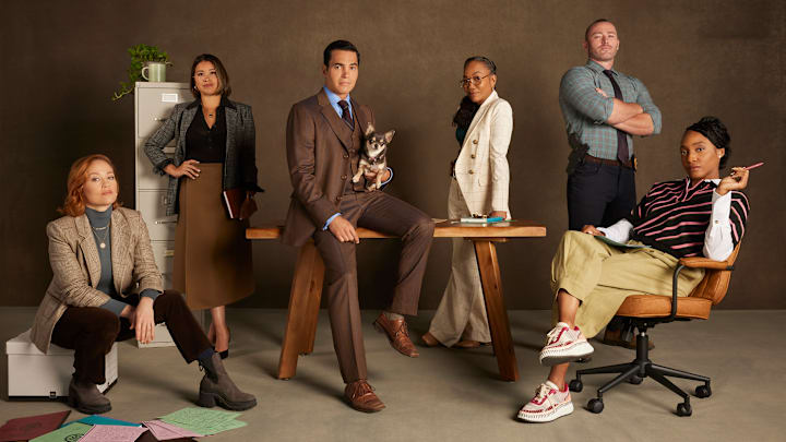 WILL TRENT - ABC's “Will Trent“ stars Erika Christensen as Angie Polaski, Gina Rodriguez as Marion Alba, Ramón Rodriguez as Will Trent, Bluebell as Betty, Sonja Sohn as Amanda Wagner, Jake McLaughlin as Michael Ormewood, and Iantha Richardson as Faith Mitchell.