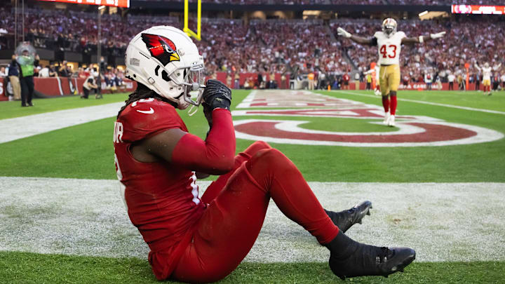 Jan 5, 2025; Glendale, Arizona, USA; Arizona Cardinals wide receiver Marvin Harrison Jr. (18) reacts after failing to catch a pass against the San Francisco 49ers at State Farm Stadium. Mandatory Credit: Mark J. Rebilas-Imagn Images