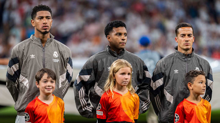 The Champions League anthem is played ahead of each game.