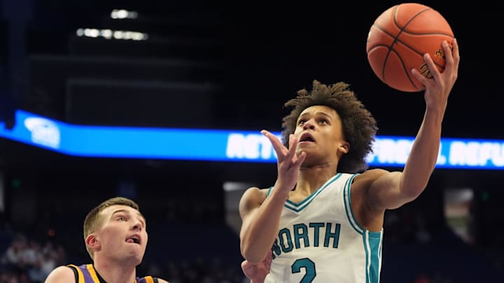 North Oldham’s Pierre Rondo makes a shot against Lyon County’s Nolan Coffman in the first round of the KHSAA Sweet 16.
March 19, 2026 North Oldham’s Pierre Rondo makes a shot against Lyon County’s Nolan Coffman in the first round of the KHSAA Sweet 16.
March 19, 2026