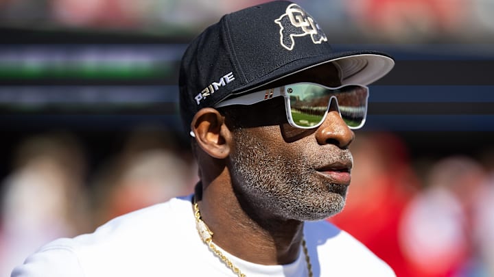 Oct 19, 2024; Tucson, Arizona, USA; Colorado Buffalos head coach Deion Sanders against the Arizona Wildcats at Arizona Stadium. Mandatory Credit: Mark J. Rebilas-Imagn Images Oct 19, 2024; Tucson, Arizona, USA; Colorado Buffalos head coach Deion Sanders against the Arizona Wildcats at Arizona Stadium. Mandatory Credit: Mark J. Rebilas-Imagn Images