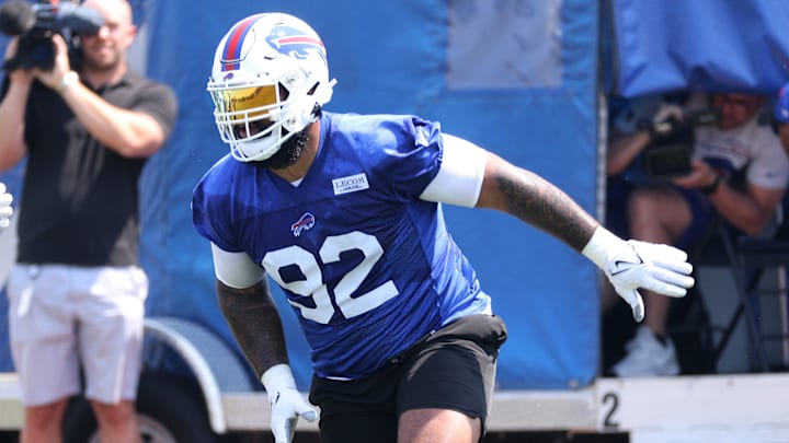 Defensive lineman DaQuan Jones during Buffalo Bills practice. Defensive lineman DaQuan Jones during Buffalo Bills practice.