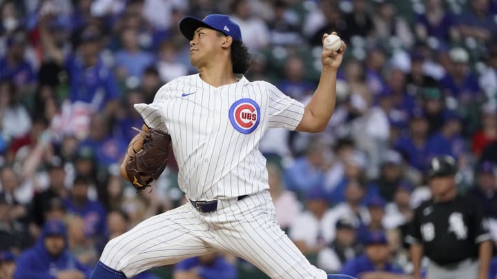 Jun 4, 2024; Chicago, Illinois, USA; Chicago Cubs pitcher Shota Imanaga (18) throws the ball against the Chicago White Sox during the first inning at Wrigley Field. Mandatory Credit: David Banks-USA TODAY Sports Jun 4, 2024; Chicago, Illinois, USA; Chicago Cubs pitcher Shota Imanaga (18) throws the ball against the Chicago White Sox during the first inning at Wrigley Field. Mandatory Credit: David Banks-USA TODAY Sports