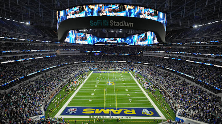 Nov 11, 2024; Inglewood, California, USA; A general overall view of SoFi Stadium during the game between the Miami Dolphins and the Los Angeles Rams. Mandatory Credit: Kirby Lee-Imagn Images