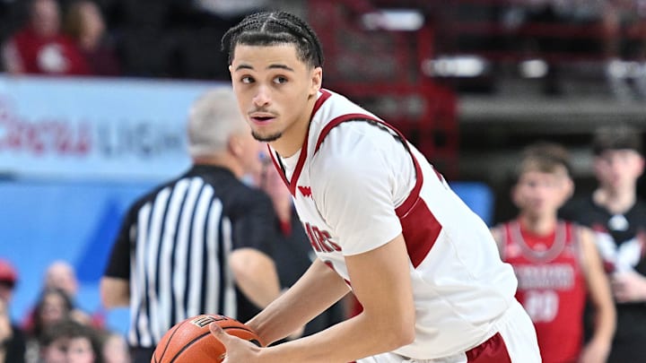 Nov 21, 2024; Spokane, Washington, USA; Washington State Cougars guard Isaiah Watts (12) controls the ball against the Eastern Washington Eagles in the second half at Spokane Veterans Memorial Arena. Mandatory Credit: James Snook-Imagn Images Nov 21, 2024; Spokane, Washington, USA; Washington State Cougars guard Isaiah Watts (12) controls the ball against the Eastern Washington Eagles in the second half at Spokane Veterans Memorial Arena. Mandatory Credit: James Snook-Imagn Images