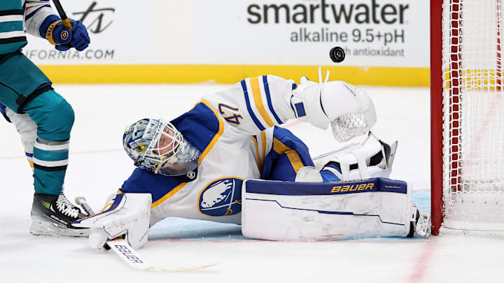 James Reimer makes incredible acrobatic save against the San Jose Sharks