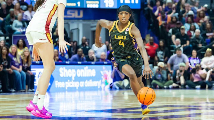 Flau'jae Johnson 4, LSU Tigers Women’s Basketball take on the South Carolina Gamecocks at the Pete Maravich Assembly Center in Baton Rouge, LA. Saturday, Feb. 14, 2026.