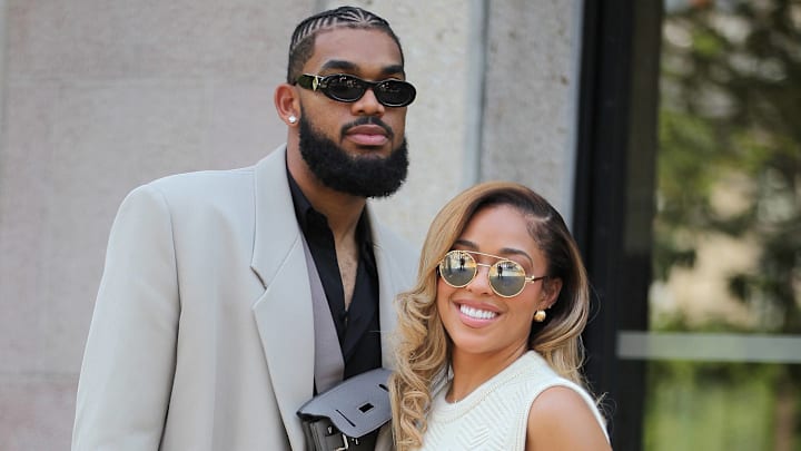 Karl-Anthony Towns and Jordyn Woods attend the Hermes event at Paris Fashion Week. Karl-Anthony Towns and Jordyn Woods attend the Hermes event at Paris Fashion Week.