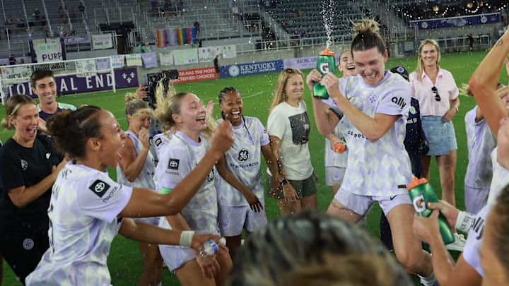 Racing Louisville FC charged to a 2–0 win over defending NWSL champions, the Orlando Pride.