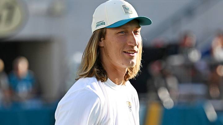 Aug 21, 2026; Jacksonville, Florida, USA;  Jacksonville Jaguars quarterback Trevor Lawrence (16) before the start of the preseason game against the Carolina Panthers at EverBank Stadium.  