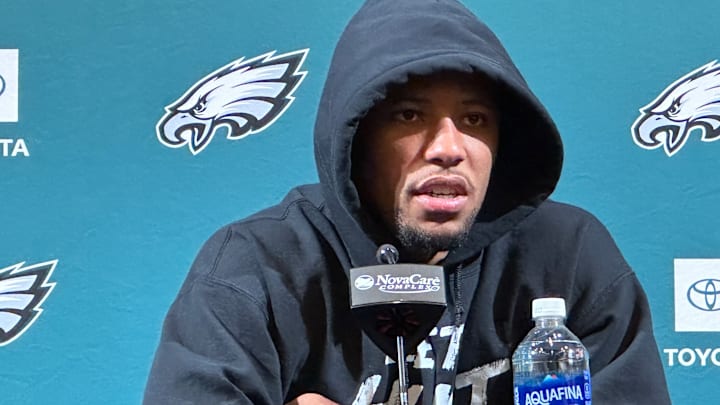 Eagles All-Pro runnnig back Saquon Barkley talks about his contract extension on March, 10, 2025.