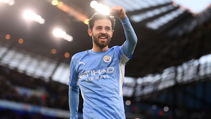 Bernardo Silva en una celebración de gol con el Manchester City Bernardo Silva en una celebración de gol con el Manchester City