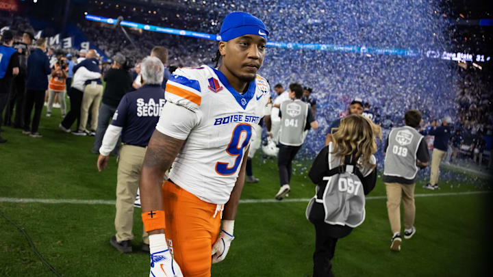 Boise State wide receiver Cameron Camper reacts after losing to Penn State.