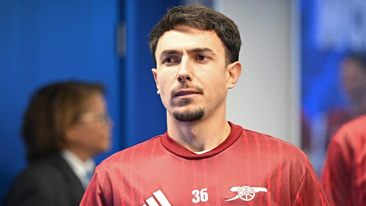 Martín Zubimendi defiende la elástica del Arsenal de Inglaterra Martín Zubimendi defiende la elástica del Arsenal de Inglaterra