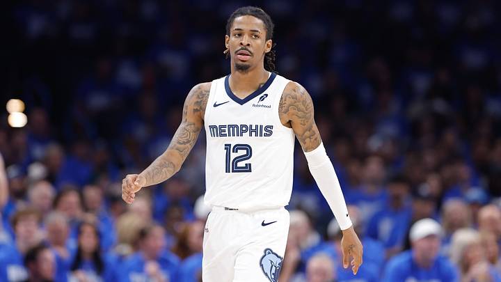 Apr 22, 2025; Oklahoma City, Oklahoma, USA; Memphis Grizzlies guard Ja Morant (12) walks down the court Apr 22, 2025; Oklahoma City, Oklahoma, USA; Memphis Grizzlies guard Ja Morant (12) walks down the court