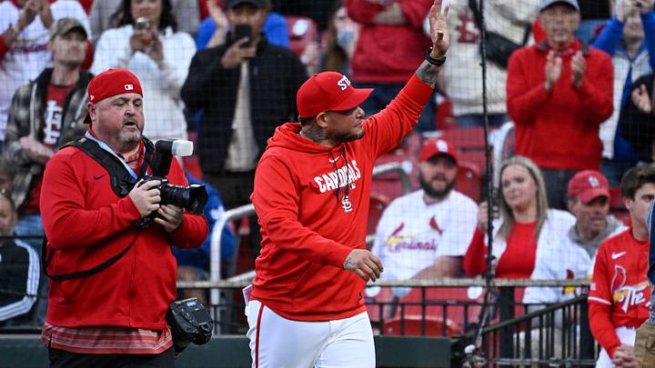 May 1, 2026; St. Louis, Missouri, USA; St. Louis Cardinals special assistant to president of baseball operations Yadier Molina acknowledges fans prior to a game against the Los Angeles Dodgers at Busch Stadium. Mandatory Credit: Joe Puetz-Imagn Images May 1, 2026; St. Louis, Missouri, USA; St. Louis Cardinals special assistant to president of baseball operations Yadier Molina acknowledges fans prior to a game against the Los Angeles Dodgers at Busch Stadium. Mandatory Credit: Joe Puetz-Imagn Images