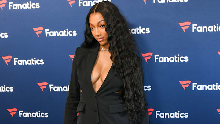 Angel Reese attends the 2025 Fanatics Super Bowl Party in New Orleans. 