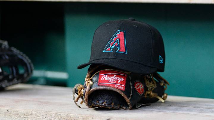 Apr 4, 2025; Washington, District of Columbia, USA; A detailed view of an Arizona Diamondbacks hat at the game between the Washington Nationals and the Arizona Diamondbacks at Nationals Park. Mandatory Credit: Reggie Hildred-Imagn Images