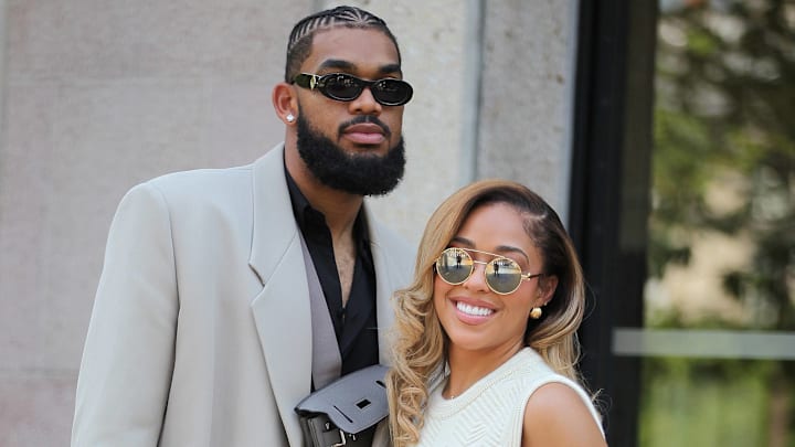 Karl-Anthony Towns and Jordyn Woods attend the Hermes event at Paris Fashion Week.