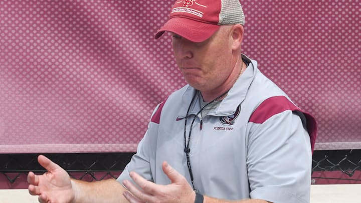 Florida State football and coaches players arrive for the fifth FSU spring football practice of the 2023 season on Thursday, March 23.

Adam Fuller 1 Of 1
