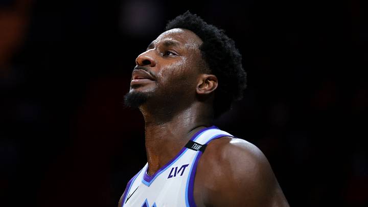 Feb 9, 2026; Miami, Florida, USA; Utah Jazz forward Jaren Jackson Jr. (20) looks on against the Miami Heat during the second quarter at Kaseya Center. Mandatory Credit: Sam Navarro-Imagn Images Feb 9, 2026; Miami, Florida, USA; Utah Jazz forward Jaren Jackson Jr. (20) looks on against the Miami Heat during the second quarter at Kaseya Center. Mandatory Credit: Sam Navarro-Imagn Images