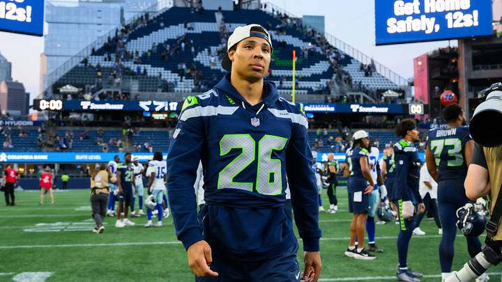 Seattle Seahawks running back Zach Charbonnet. Seattle Seahawks running back Zach Charbonnet.
