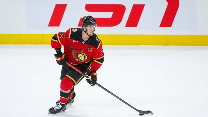 Oct 13, 2026; Ottawa, Ontario, CAN; Ottawa Senators defenseman Thomas Chabot (72) controls the puck in the third period against the St. Louis Blues at the Canadian Tire Centre. Mandatory Credit: Marc DesRosiers-Imagn Oct 13, 2026; Ottawa, Ontario, CAN; Ottawa Senators defenseman Thomas Chabot (72) controls the puck in the third period against the St. Louis Blues at the Canadian Tire Centre. Mandatory Credit: Marc DesRosiers-Imagn