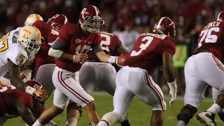 Alabama QB AJ McCarron and Alabama RB Trent Richardson vs. Tennessee in 2011 Alabama QB AJ McCarron and Alabama RB Trent Richardson vs. Tennessee in 2011