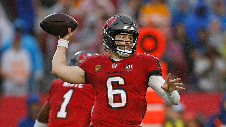 Baker Mayfield, quarterback de los Tampa Bay Buccaneers. Baker Mayfield, quarterback de los Tampa Bay Buccaneers.