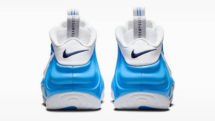 The Nike Air Foamposite Pro "University Blue" colorway. The Nike Air Foamposite Pro "University Blue" colorway.