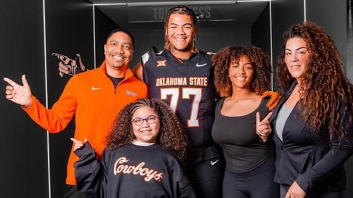 Incoming freshman offensive lineman Jaylan Beckley is pictured with his family during his official visit to Oklahoma State. Incoming freshman offensive lineman Jaylan Beckley is pictured with his family during his official visit to Oklahoma State.