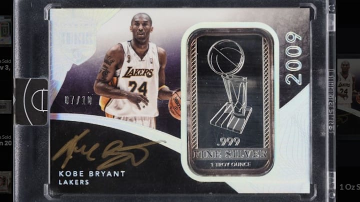 An ungraded 2014 Panini Eminence 1 Oz Silver Finals Kobe Bryant autograph /10 #LT-KB4