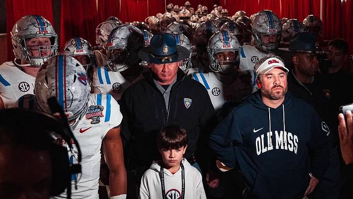 Ole Miss head coach Pete Golding prepares to lead the Rebels onto the field at Caesars Superdome in New Orleans, La. ahead of the 2026 Sugar Bowl against Georgia. Ole Miss head coach Pete Golding prepares to lead the Rebels onto the field at Caesars Superdome in New Orleans, La. ahead of the 2026 Sugar Bowl against Georgia.