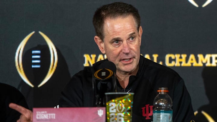 Indiana Head Coach Curt Cignetti speaks at the champions press conference on Tuesday, Jan. 20. 2026. Indiana Head Coach Curt Cignetti speaks at the champions press conference on Tuesday, Jan. 20. 2026.